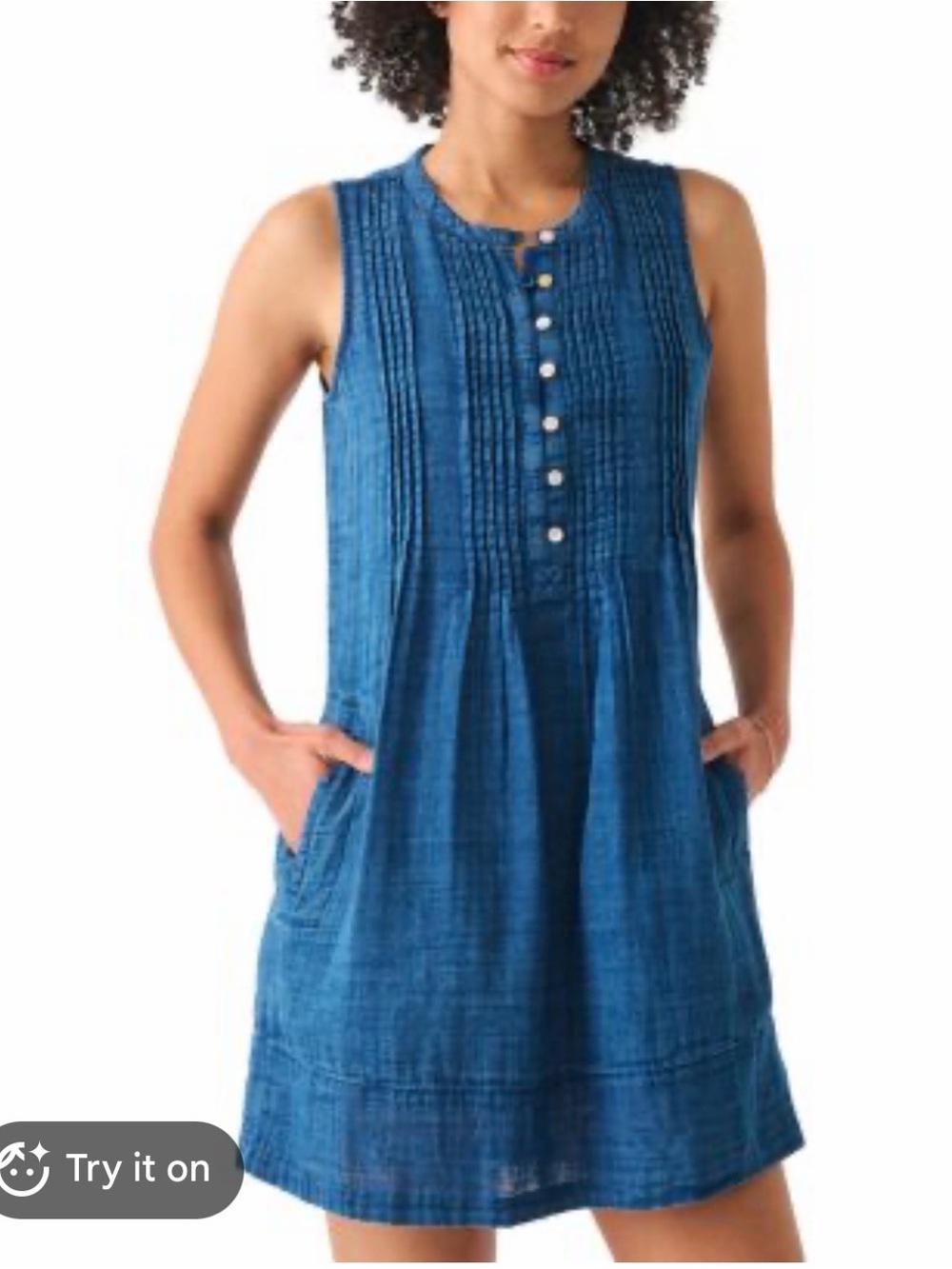 Faherty linen Isha Dress- Indigo XXS